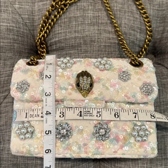 Kurt Geiger Bag Pastel Sequin Pearls Crystal Embellished Sample Sale Crossbody - Picture 16 of 17